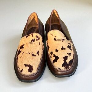 H.S. Trask  Women's  Size 7 M Brown Leather  Horse Hair Loafer Vibram Sole CLEAN